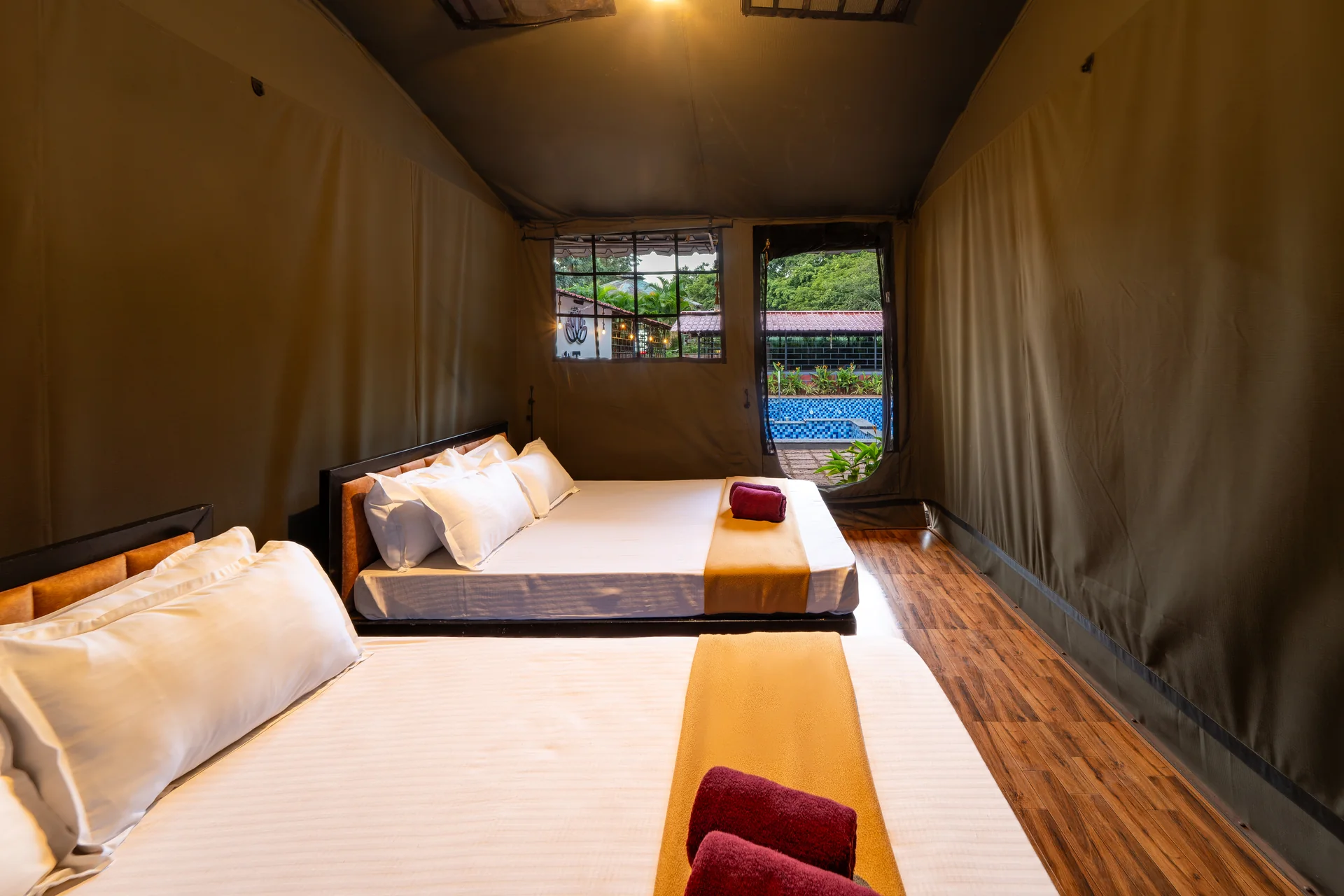 A closer look inside the Commando Cottage at Nadi Teera, Dandeli