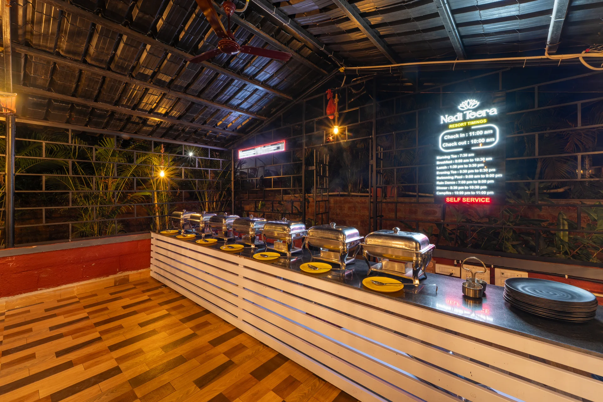 The buffet counter at Nadi Teera at Nadi Teera, Dandeli