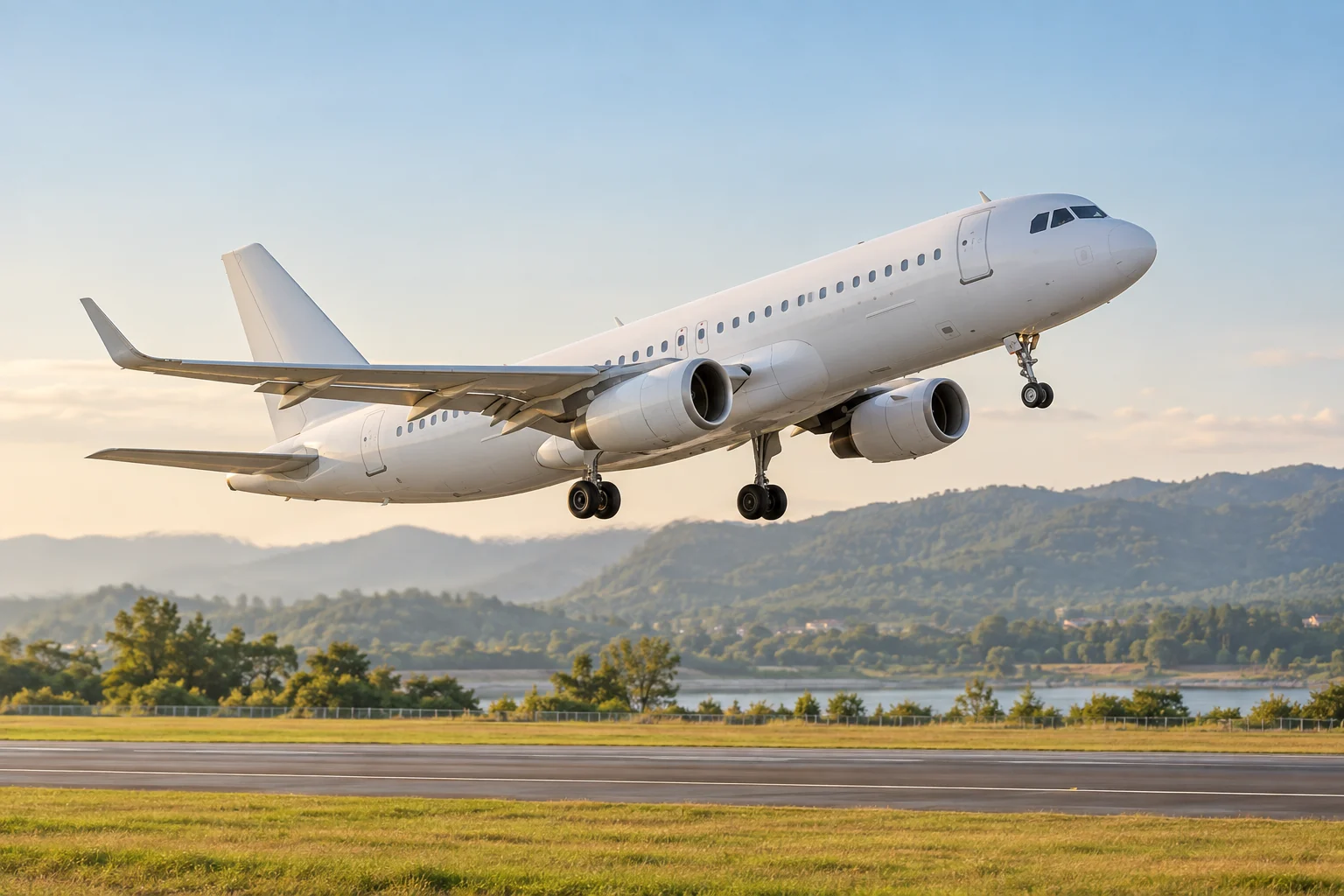Illustration of a passenger aircraft taking off